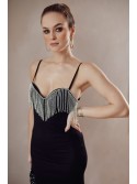 Rochie mini molata cu strasuri, neagra 95790 - Magazin online - Boutique